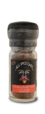 Crushed Bhut Jolokia Ghost Pepper in a Grinder